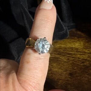Beautiful CZ Solitaire Gold Ring size 9